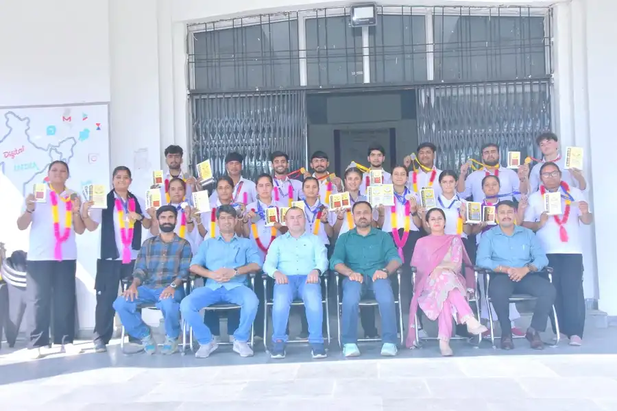Principal GDC Basohli and faculty members felicitated inter-collegiate medal winners 2025-26.